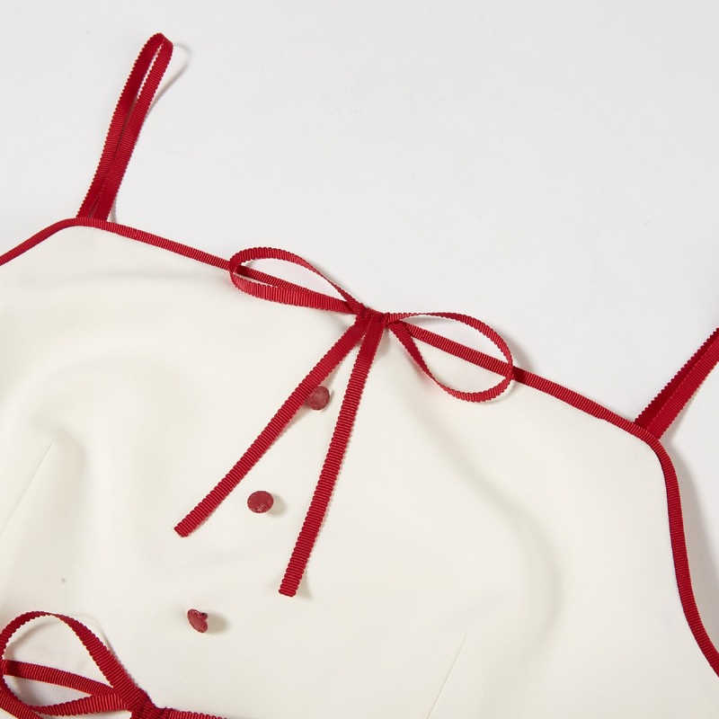 Summer Chic Botton Camisole Dresses for Women Fashion Sweet Fresh Bandage Elegant Office Lady Vestidos 210525