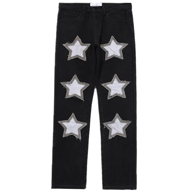 Fashion Ins Street Hip-hop Jeans Woman Star Embroidery Loose Casual Denim Harajuku Pants Women Bottoms Pant 210519