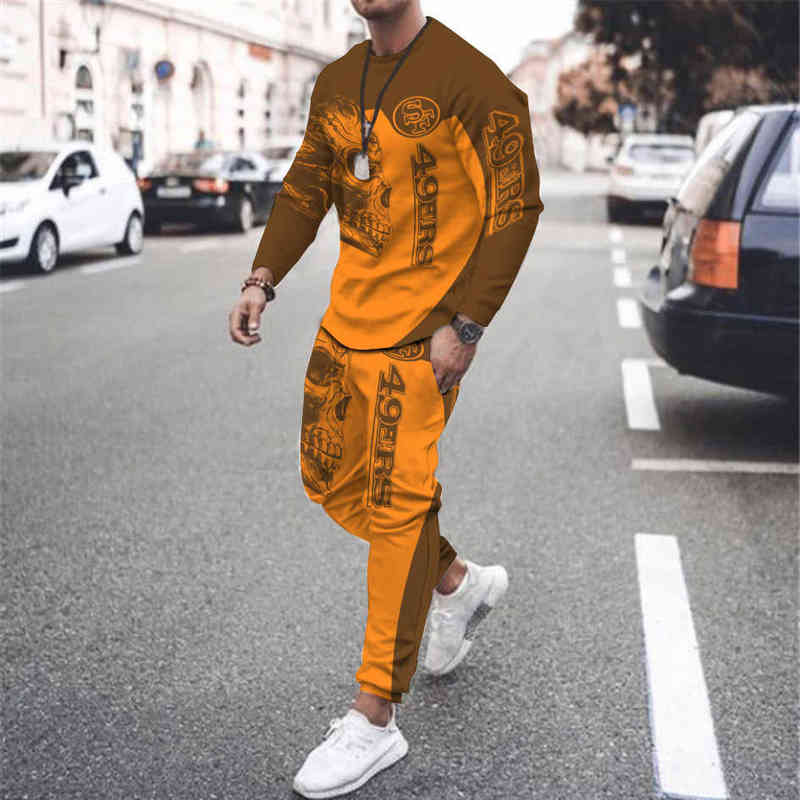 2022 New Autumn Winter Sports Pants + Sports Round Neck T-shirt Men's Woman Suit 3D Printing Pattern Clothing Sets Casual Suits G1215
