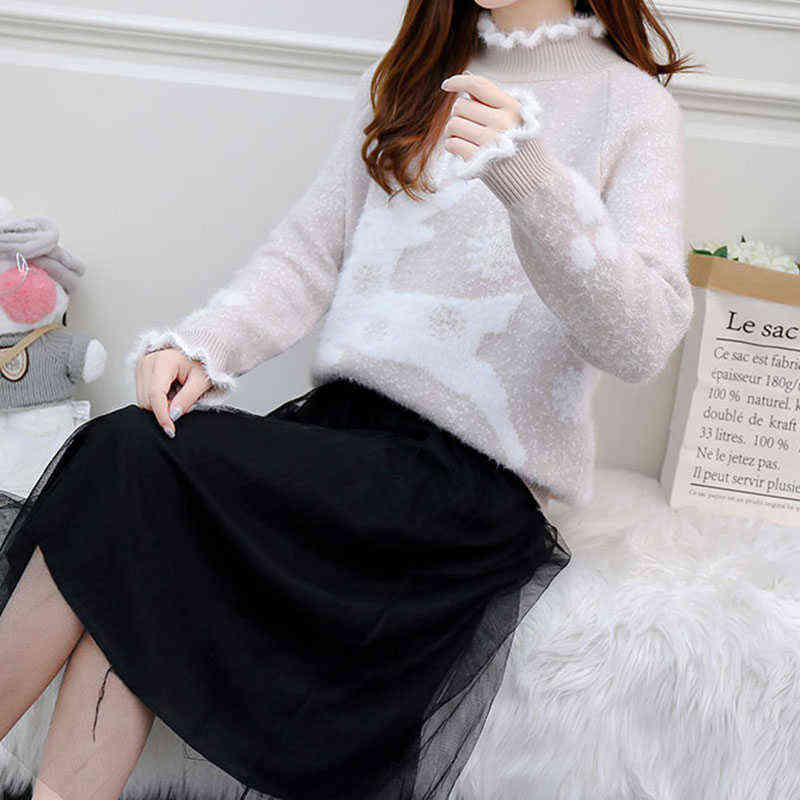 turtle neck xmas sweater yellow ugly christmas sweater women's turtleneck oversized sweater jumper sweters women invierno 2019 Y1118