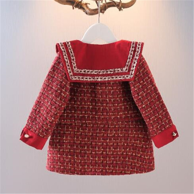 Fashion Kids Girls Plaided Clothes Set Spring Autumn Children Princess Baby Long Sleeve Coat Outwear+Tank Dress 2pcs Sweet Suit
