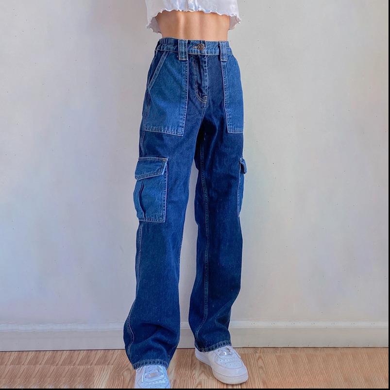 Womens Jeans Pocket Cargo Pants Straight Wide Leg Baggy Women Korean Hip Hop Boyfriend Mom High Waist Y2K Denim Trousers, Blue
Womens Jeans Pocket Cargo Pants Straight Wide Leg Baggy Women Korean Hip Hop Boyfriend Mom High Waist Y2K Denim Trousers, Blue