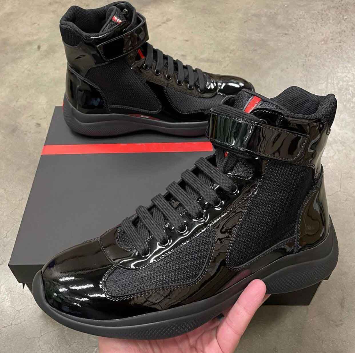 Luxurious Brands America Cup High-top Sneakers Shoes Men Rubber Sole Fabric Patent Leather Jogging Walking Technical Fabric Outdoor Trainers EU38-46box, 27 
Luxurious Brands America Cup High-top Sneakers Shoes Men Rubber Sole Fabric Patent Leather Jogging Walking Technical Fabric Outdoor Trainers EU38-46box, 27