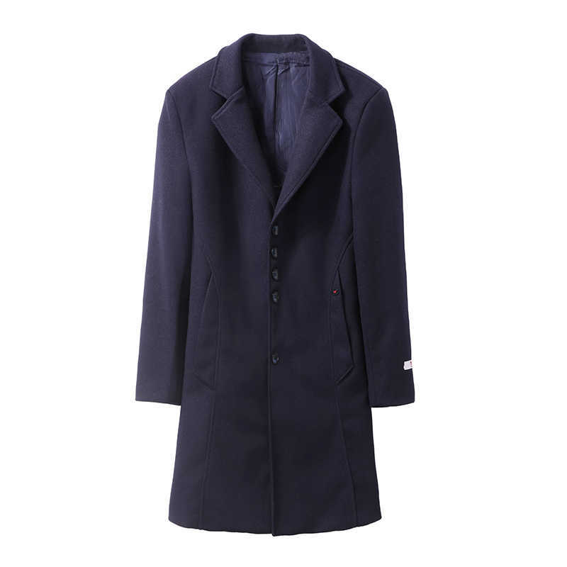 Mens Trench Coat Jacket Winter Wool Blends Coats Casual Men Overcoat Men Long Coat High Quality Business Formal Windbreaker 210527