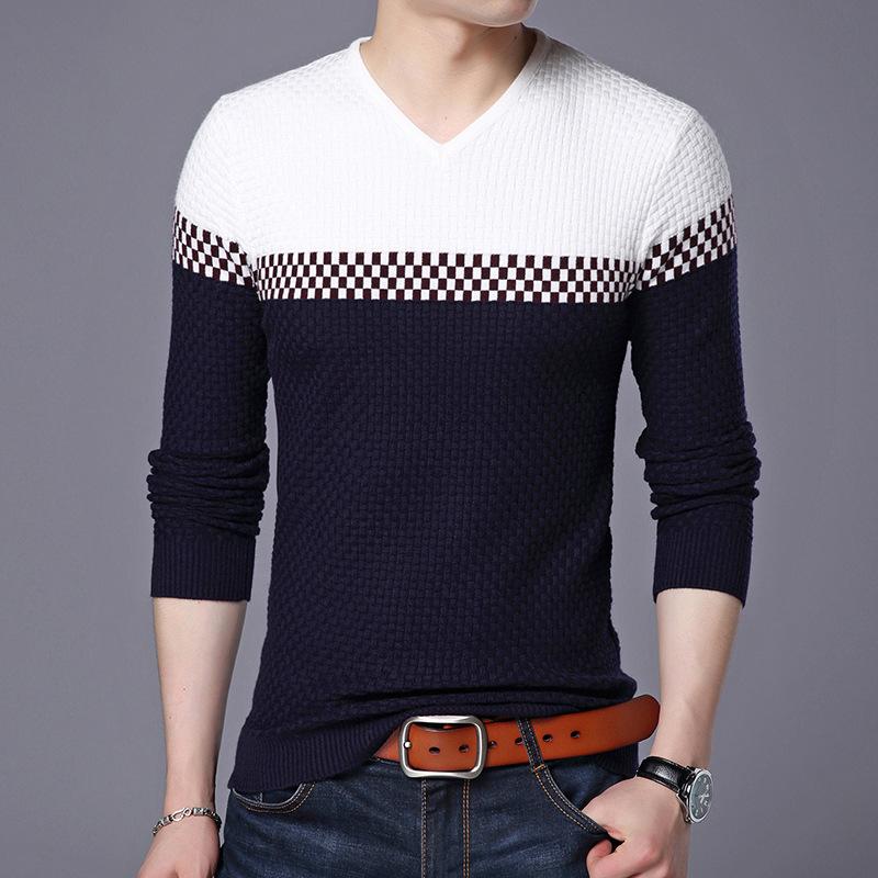 Men's Sweaters Men Pullover Sweater Fashion V-Neck Casual Knitted Spring And Autumn Fit Slim Pullovers Patchwork Brand Clothing, White;black
Men's Sweaters Men Pullover Sweater Fashion V-Neck Casual Knitted Spring And Autumn Fit Slim Pullovers Patchwork Brand Clothing, White;black