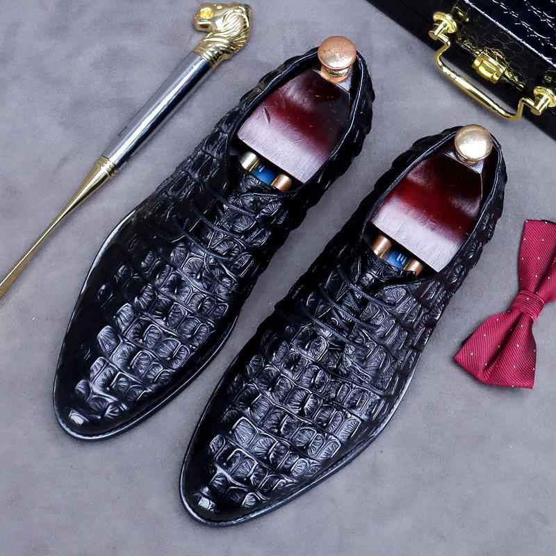 Dress Shoes Luxury Men Black Fashion Pointed Toe Business Leisure Lace Up Cow Leather Alligator Pattern Party Zapatos Male ERRFC, Brown
Dress Shoes Luxury Men Black Fashion Pointed Toe Business Leisure Lace Up Cow Leather Alligator Pattern Party Zapatos Male ERRFC, Brown