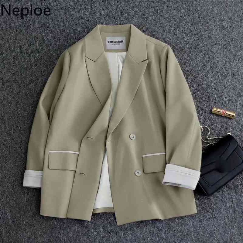 Neploe Woman Jackrts Spring Korean Fashion Coats Double-breasted Casual Office Lady Blazer Temperament Suit Tops Female 210422