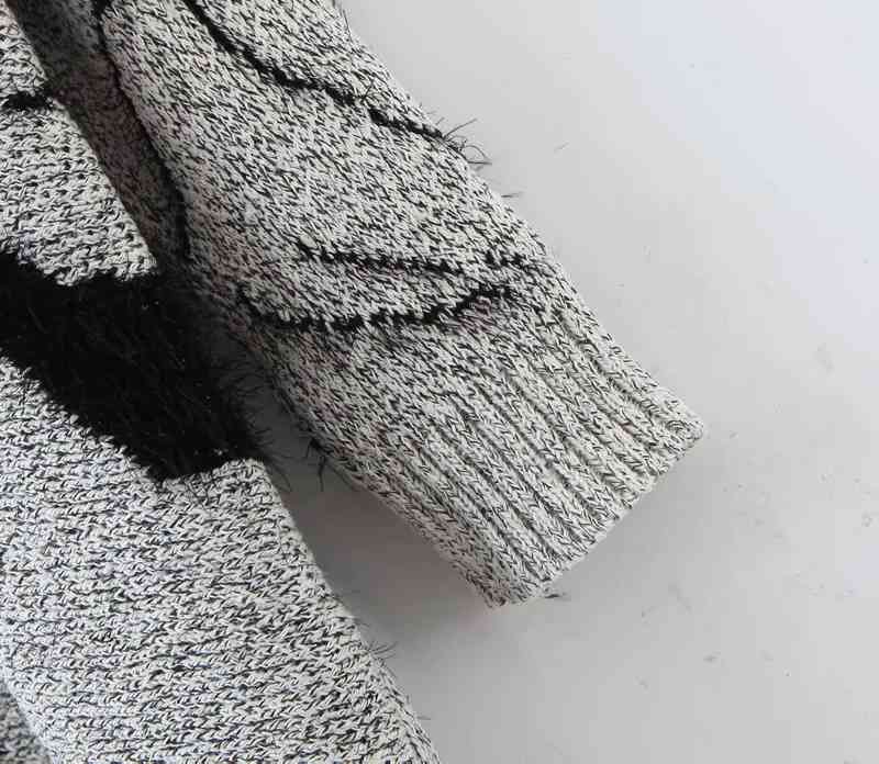 Fashion Women Sweater Loose Abstract Beauty Pattern Lady Mid Length Knitted Cardigan 210521