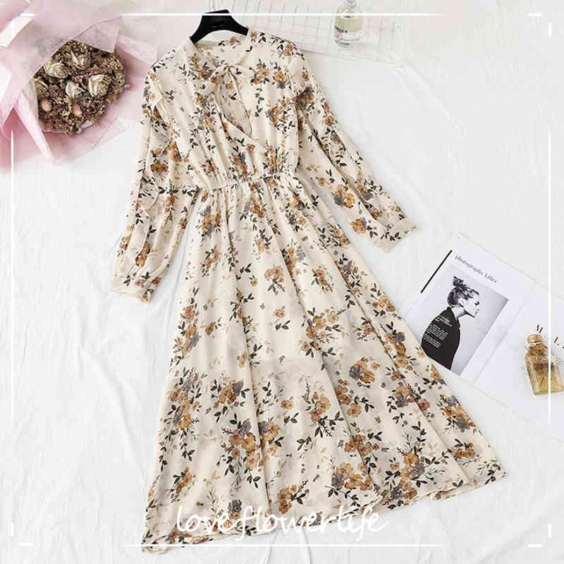Spring Summer Women Chiffon Dresses Bow Casual Long Sleeve Floral Print Midi Dress Elegant Party Dress Vestidos Mujer 210521, Flowers 8
Spring Summer Women Chiffon Dresses Bow Casual Long Sleeve Floral Print Midi Dress Elegant Party Dress Vestidos Mujer 210521, Flowers 8