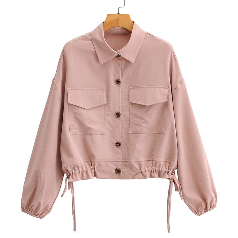 Spring Women jacket coat Long Sleeve Turn-down Collar Outerwears Coat Casual Streetwear Soft Short jackets 210524, Pink
Spring Women jacket coat Long Sleeve Turn-down Collar Outerwears Coat Casual Streetwear Soft Short jackets 210524, Pink