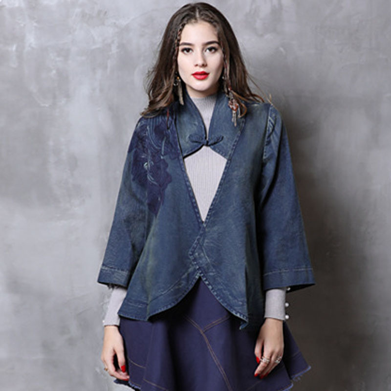 Johnature Spring Retro Embroidery Plate Buckle All-match Denim Coats Solid Color Stand Three Quarter Sleeve Women Coat 210521, Blue
Johnature Spring Retro Embroidery Plate Buckle All-match Denim Coats Solid Color Stand Three Quarter Sleeve Women Coat 210521, Blue
