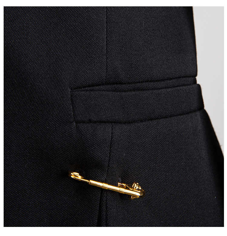 [EAM] Loose Fit Black Hollow Out Pin Spliced Jacket Lapel Long Sleeve Women Coat Fashion Spring Autumn JZ500 210914