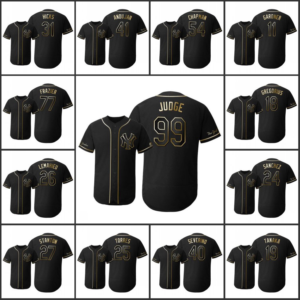 New YorkYankees Men Women Youth #27 Giancarlo Stanton 99 Aaron Judge 24 Gary Sanchez Custom Black Golden Edition Flex Base Jersey
New YorkYankees Men Women Youth #27 Giancarlo Stanton 99 Aaron Judge 24 Gary Sanchez Custom Black Golden Edition Flex Base Jersey