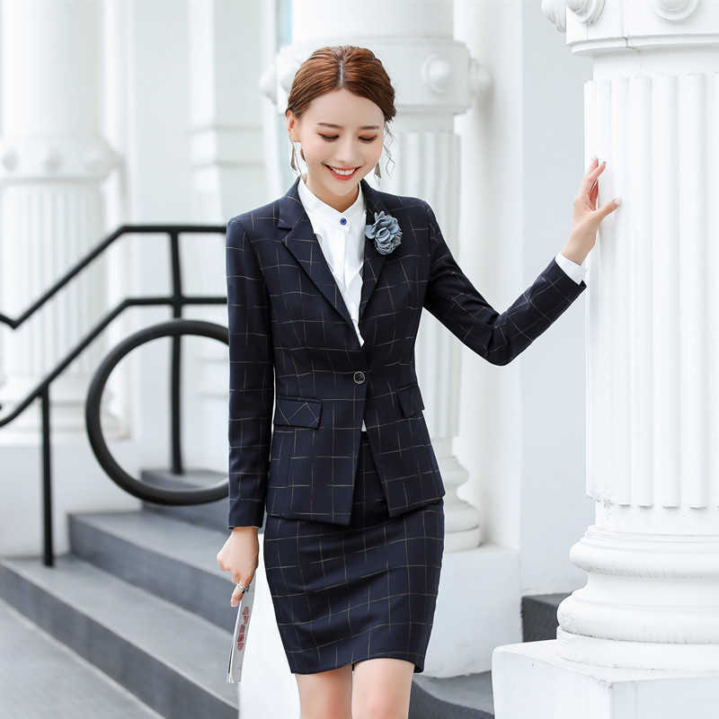 Professional Women' Elegant Office Work Clothes Suit Skirt Two-piece Winter Ladies Plaid Jacket Slim-fit High Quality 210527, Gray blazer skirt 
Professional Women' Elegant Office Work Clothes Suit Skirt Two-piece Winter Ladies Plaid Jacket Slim-fit High Quality 210527, Gray blazer skirt