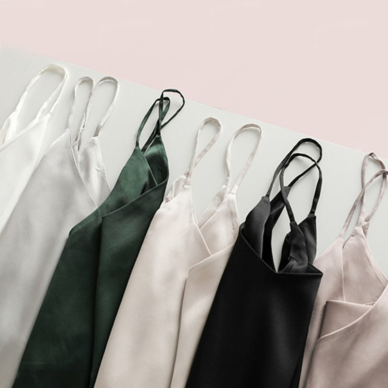 Silk Camis Women Satin Tops Sexy V Neck Vest Basic Tank Woman Sleeveless Solid Plus Size Summer Clothes 13694 210506