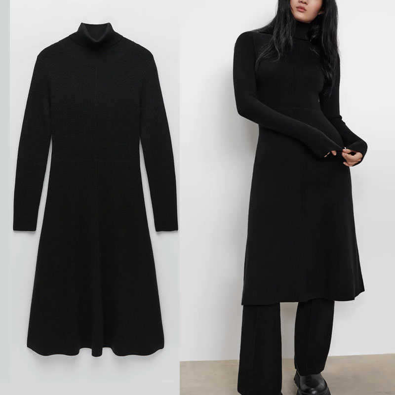 ZA Long Winter Knit Dress Women Long Sleeve Turtleneck Black Office Lady Dresses Female Fashion Elegant Midi A Line Vestido 210602
ZA Long Winter Knit Dress Women Long Sleeve Turtleneck Black Office Lady Dresses Female Fashion Elegant Midi A Line Vestido 210602