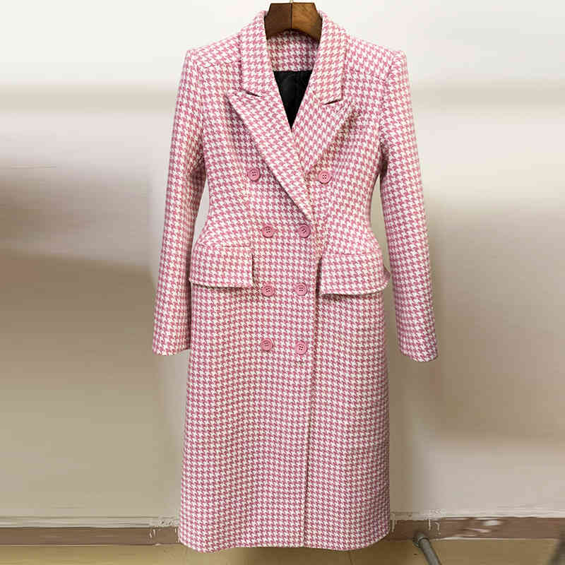 HIGH STREET est Winter Designer Overcoat Women's Double Breasted Pink Houndstooth Tweed Wool Long Coat 210521, Beige
HIGH STREET est Winter Designer Overcoat Women's Double Breasted Pink Houndstooth Tweed Wool Long Coat 210521, Beige