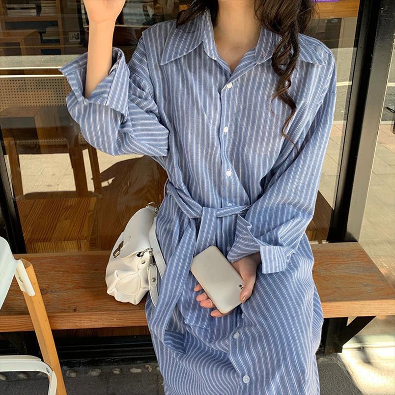 long striped shirt with sashes women dresses spring lapel collar single breasted loose midi, Black;gray
long striped shirt with sashes women dresses spring lapel collar single breasted loose midi, Black;gray
