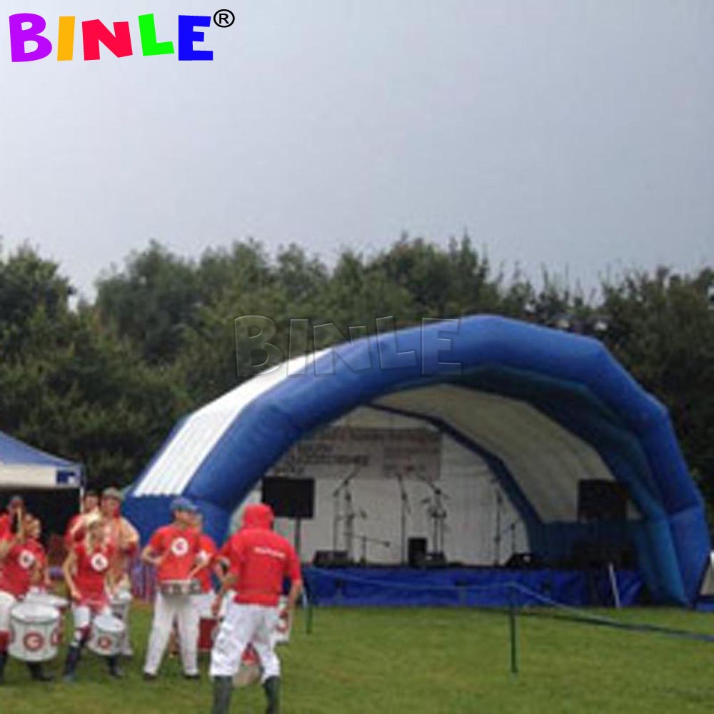 Ourdoor Event Mobile Inflatable Stage Roof Giant Blue And White Inflatables Stages Cover Dome Tunnel tent For Sale