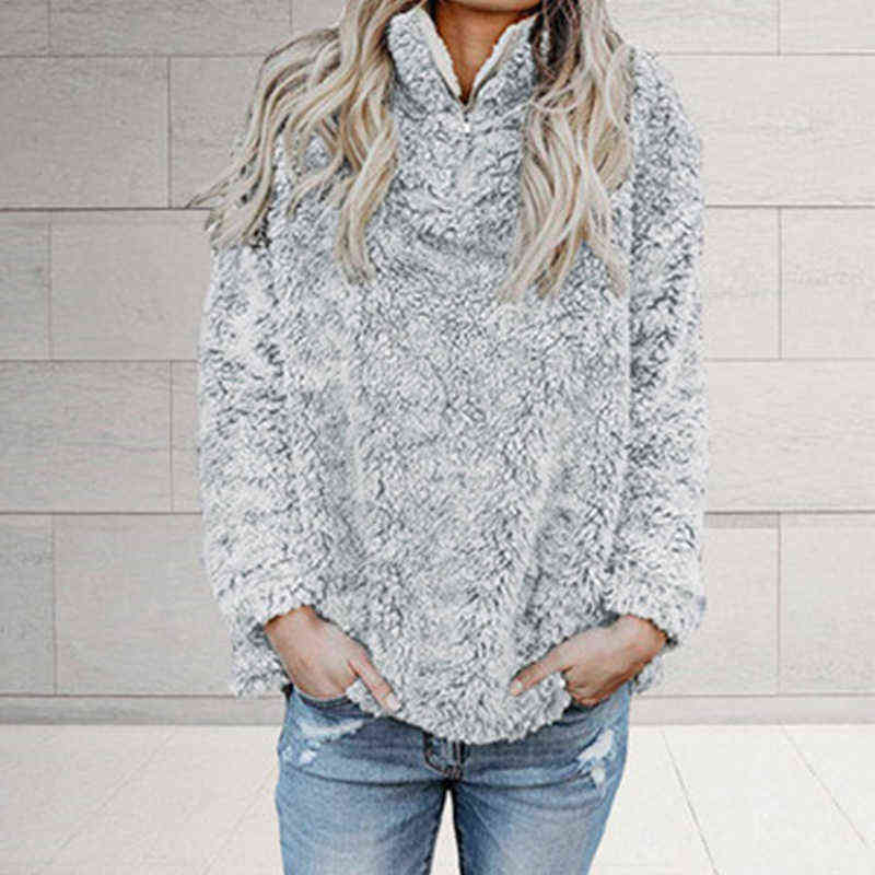 Fleece Thicken Turtleneck Women's Sweatshirts Autumn Zipper Long Sleeve Female Pullovers Winter Casual Warm Ladies Sweatshirt 211109