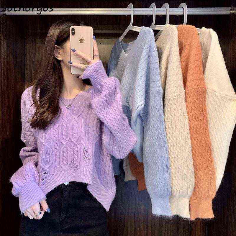 Hole Pullover Sweater Women Loose Soft Short Jumpers Femme Long Sleeve Knitted Tops Bottoming Lazy Preppy Style Twist Pullovers Y1110, Beige
Hole Pullover Sweater Women Loose Soft Short Jumpers Femme Long Sleeve Knitted Tops Bottoming Lazy Preppy Style Twist Pullovers Y1110, Beige