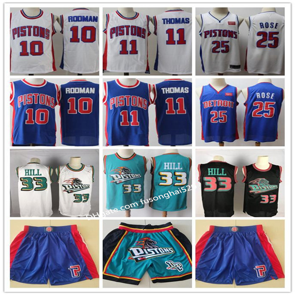 2021 Mens Detroit Pistons Throwback Grant 33 Hill Isiah 11 Thomas Dennis 10 Rodman Blue White Basketball Shorts Basketball Jerse, Black;red
2021 Mens Detroit Pistons Throwback Grant 33 Hill Isiah 11 Thomas Dennis 10 Rodman Blue White Basketball Shorts Basketball Jerse, Black;red