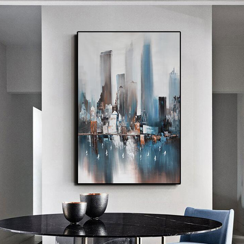 Nordic Poster Abstract City Wall Decorations Oil Painting Home Decor Art Cuadros Print Canvas Painting For Living Room Unframed