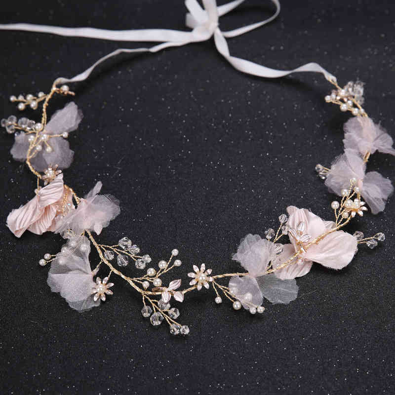 Wedding Hair Jewelry Accessories Bride Handmade Fabric Flower Band Headdress Dress Studio Modeling