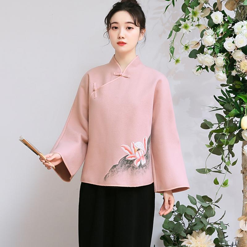 Ethnic Clothing Autumn Chinese Style Zen Women Top Clothes Improved Hanfu Retro Blouse Printed Woolen Cloth Tea Ceremony
Ethnic Clothing Autumn Chinese Style Zen Women Top Clothes Improved Hanfu Retro Blouse Printed Woolen Cloth Tea Ceremony