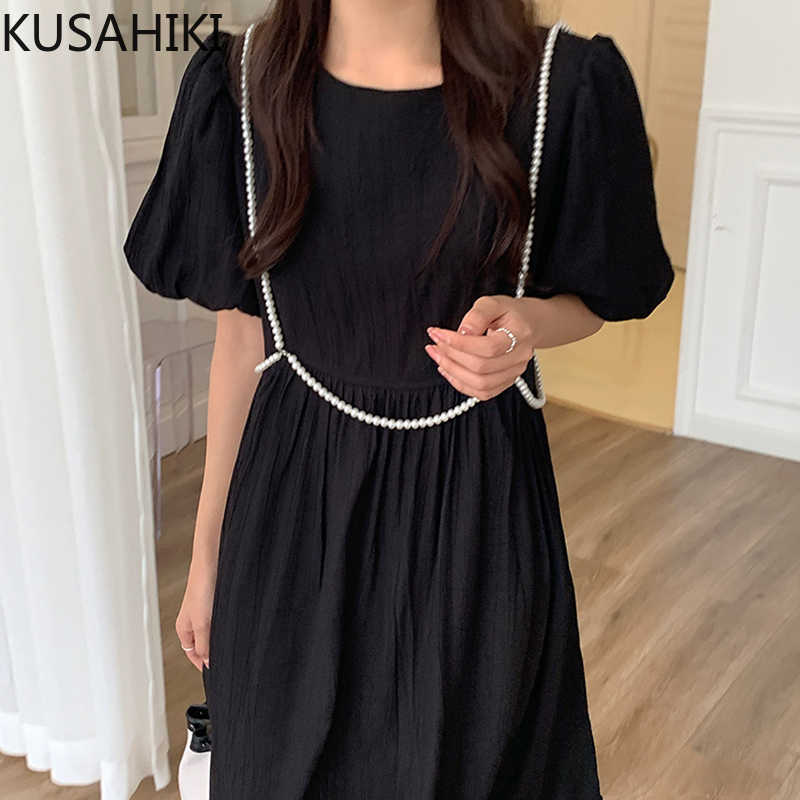 Women Dresses Summer Korean Beads Pleated Puff Sleeve Dress Causal O-neck A-line Elegant Vestidos Feminimo 6G788 210603, Beige
Women Dresses Summer Korean Beads Pleated Puff Sleeve Dress Causal O-neck A-line Elegant Vestidos Feminimo 6G788 210603, Beige