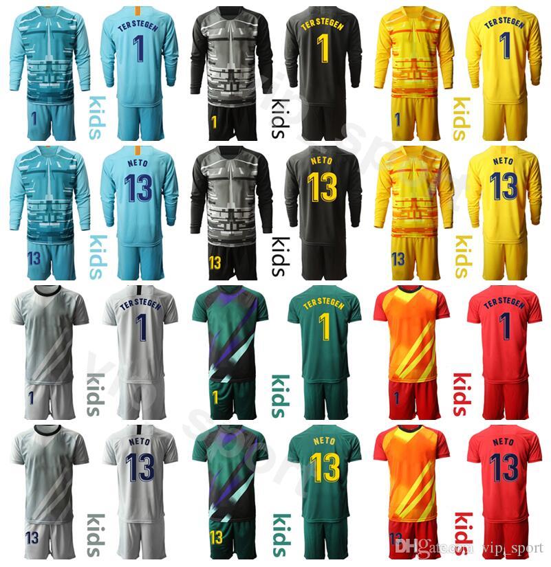 Kids Long Sleeve Goalkeeper GK 1 Marc Andre TER STEGEN Youth Jersey Set 2020 Goalie 13 NETO Children Football Shirt Kits Uniform BSLN, Black;yellow
Kids Long Sleeve Goalkeeper GK 1 Marc Andre TER STEGEN Youth Jersey Set 2020 Goalie 13 NETO Children Football Shirt Kits Uniform BSLN, Black;yellow