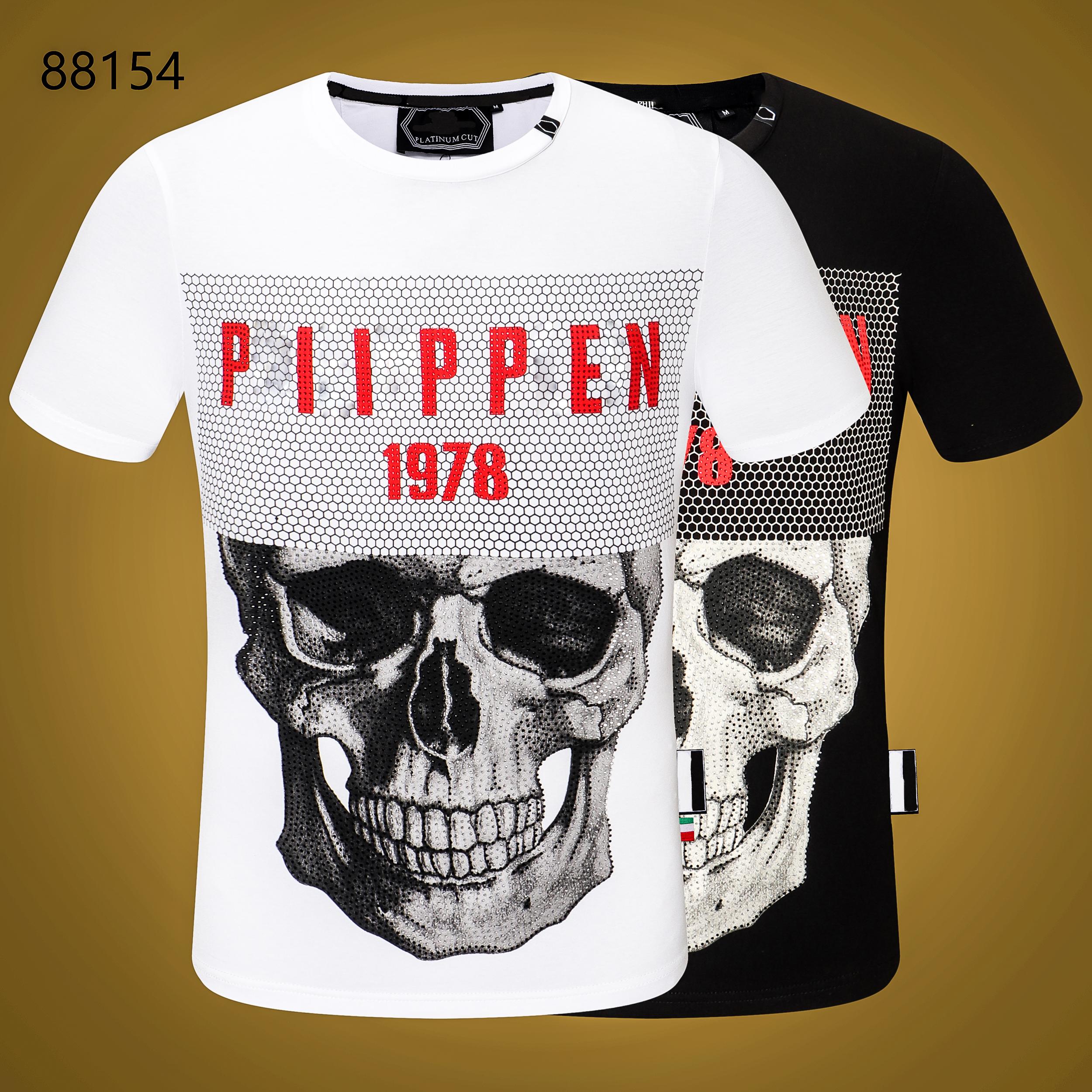 PP Men's T-shirt Summer rhinestone Short Sleeve Round Neck shirt tee Skulls Print Tops Streetwear M-xxxL 88154, White
PP Men's T-shirt Summer rhinestone Short Sleeve Round Neck shirt tee Skulls Print Tops Streetwear M-xxxL 88154, White