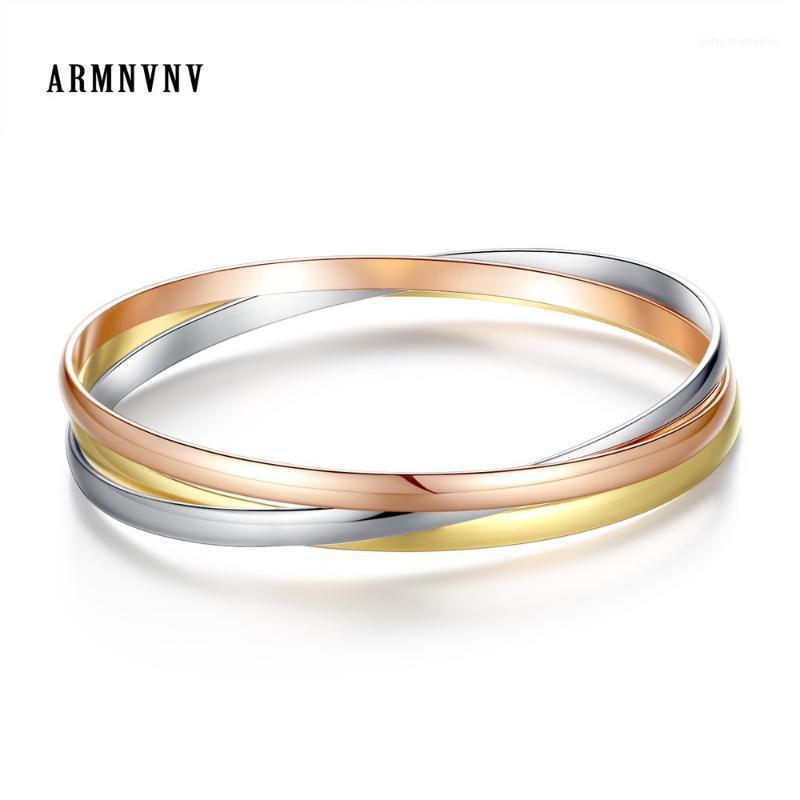 Bangle ARMNVNV Three Circles Tricolor Winding 316L Stainless Steel Polished For Women Fashion Jewelry Valentine's Day Gift1
Bangle ARMNVNV Three Circles Tricolor Winding 316L Stainless Steel Polished For Women Fashion Jewelry Valentine's Day Gift1