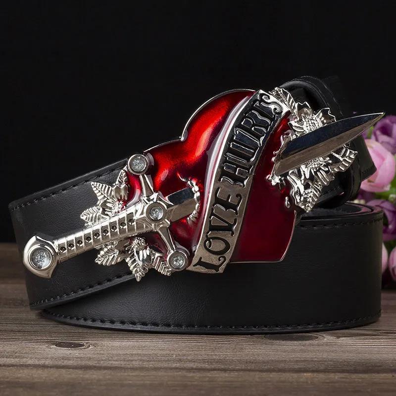 Belts Cool Fashion Leather Belt Heart Arrow Love Hurts Design Punk Rock Waistband Women & Man Decorative Jeans Hip Hop Girdl, Black
Belts Cool Fashion Leather Belt Heart Arrow Love Hurts Design Punk Rock Waistband Women & Man Decorative Jeans Hip Hop Girdl, Black