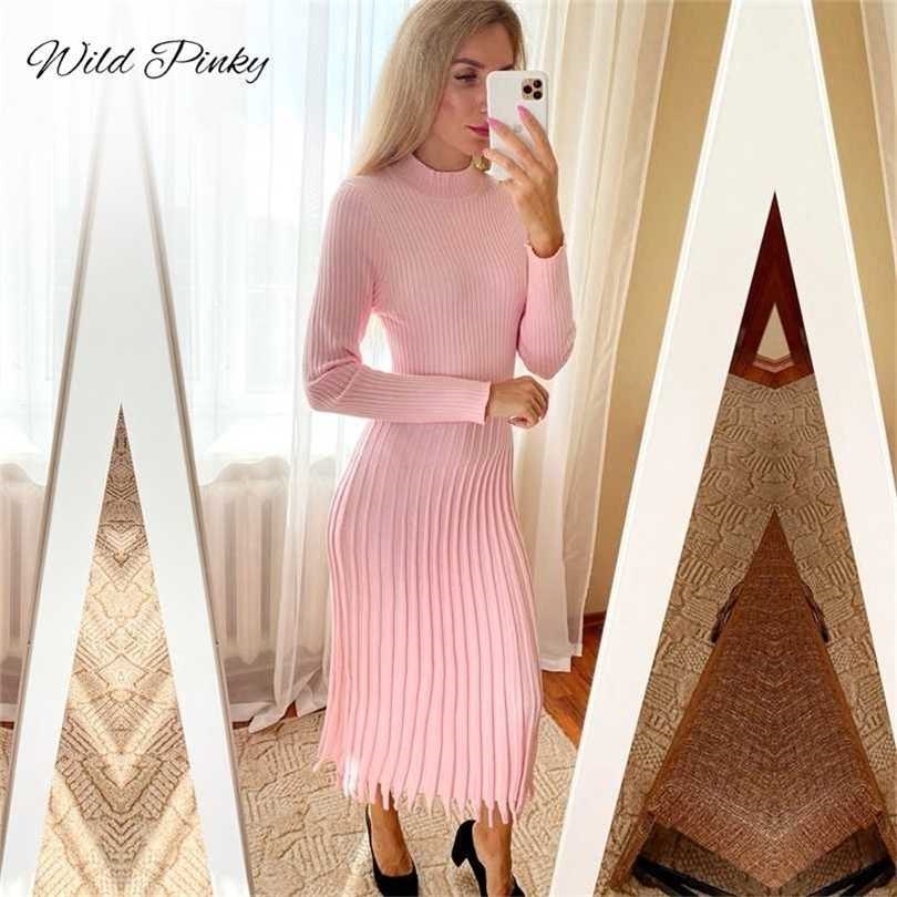 WildPinky Women Knitted Long Dress Autumn Winter Sleeve Ladies es Elegant PleatedParty Female Sweater 10 colors 211109, Pink
WildPinky Women Knitted Long Dress Autumn Winter Sleeve Ladies es Elegant PleatedParty Female Sweater 10 colors 211109, Pink