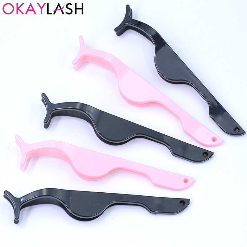 OKAYLASH 50Pcs Wholesale Custom Plastic Eyelash Tweezers OEM Private Label Bulk Cilia Lash Pincers Applicators 210915