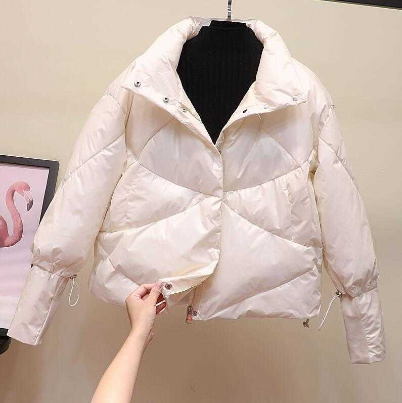 Winte jacket women Thick Parkas Casual Loose Down Cotton Jacket Warm Cotton Padded parka Women Fashion Glossy Plus size OverCoat 210819