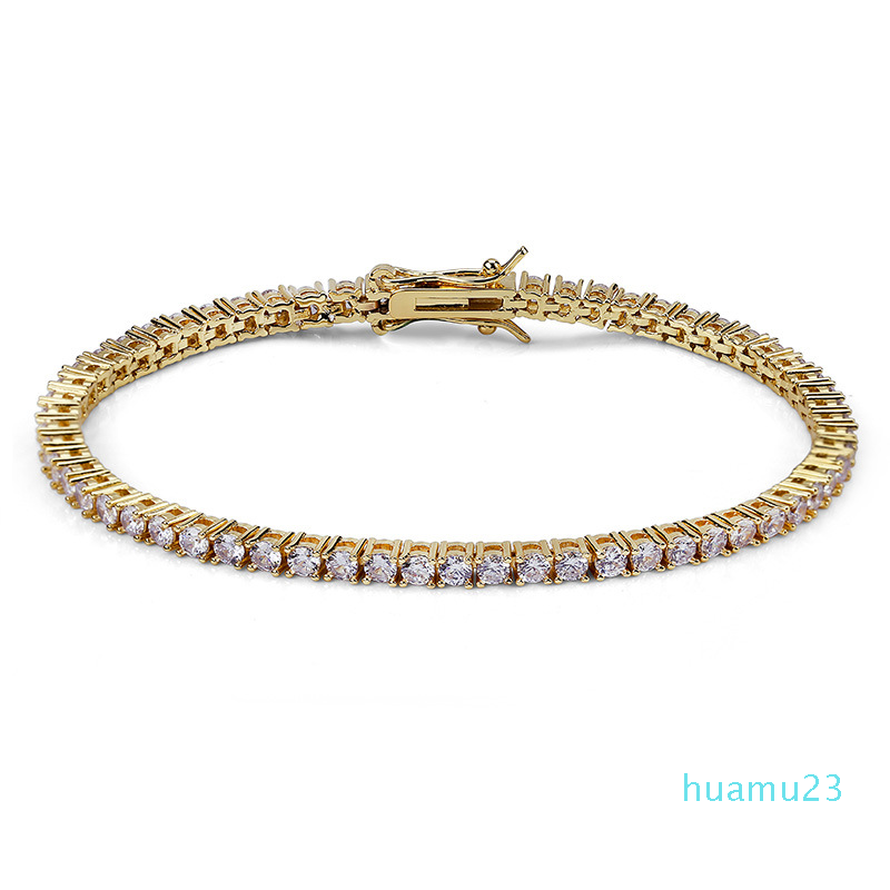 European and American tennis chains Hiphop Tide Men039s Bracelet Zirconmicroencased 3mm Bracelet Tennis bracelet