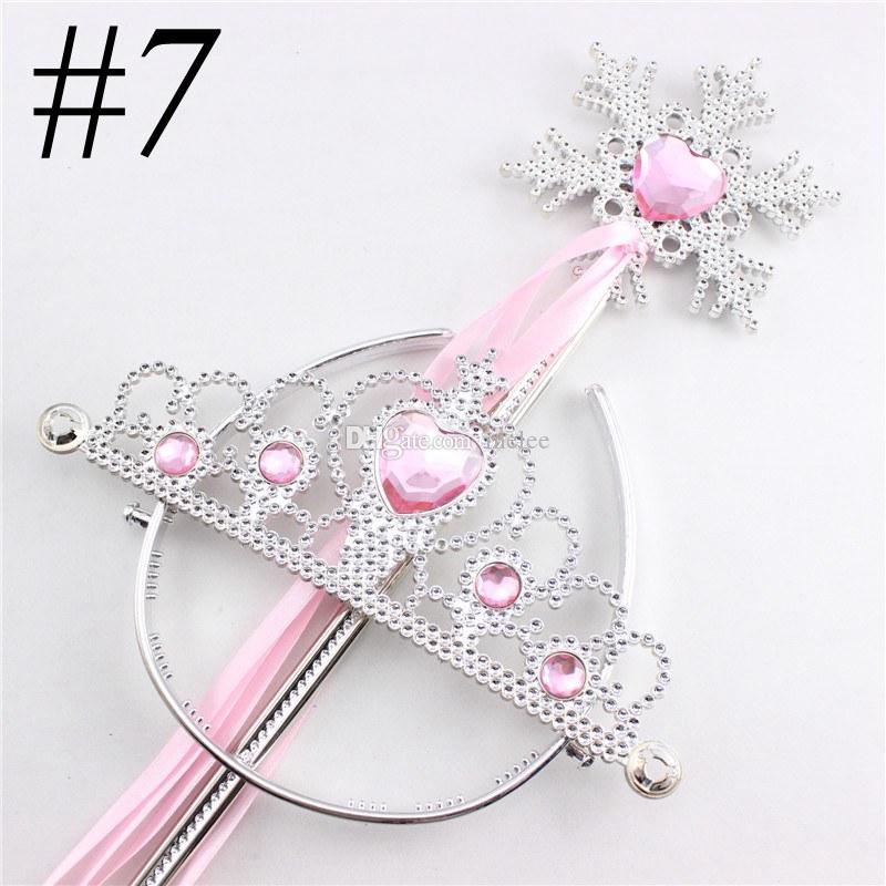 Snowflake ribbon wands crown 2pc set fairy wand girl Christmas party snowflake gem sticks magic wands headband princess crown tiara