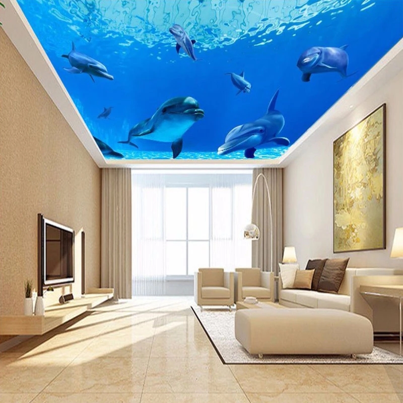 Custom Photo Personality Ceiling Dolphin Mural Wallpaper Bedroom Sofa Backdrop Wall Painting Waterproof