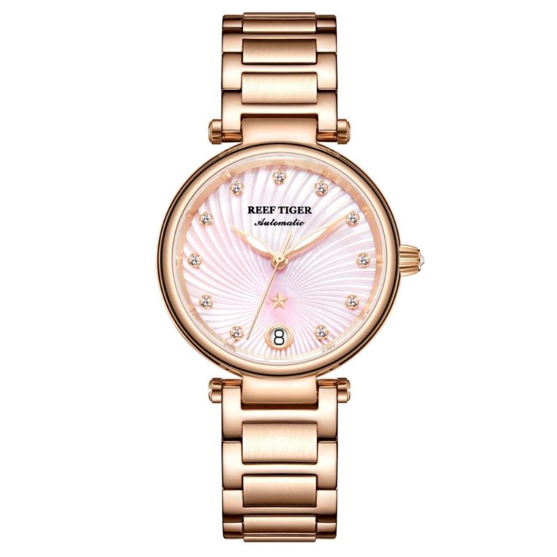 Wristwatches Reef Tiger RGA1590 Women Luxury Austria Crystal Scale Sapphire Mirror Lady Automatic Meachanical Wrist Watches - Rosegold, P4
Wristwatches Reef Tiger RGA1590 Women Luxury Austria Crystal Scale Sapphire Mirror Lady Automatic Meachanical Wrist Watches - Rosegold, P4