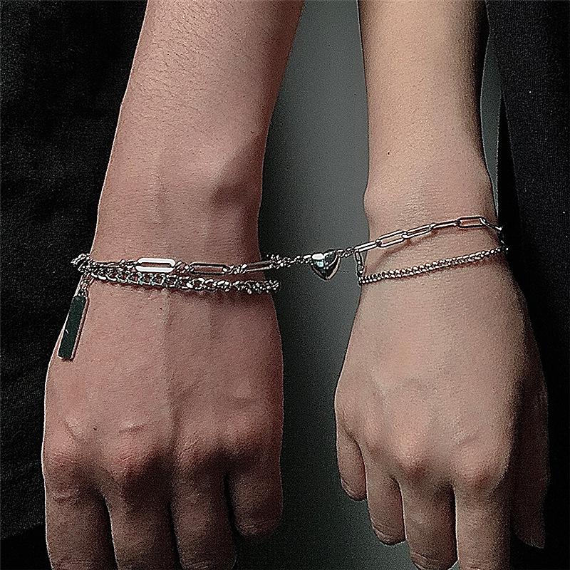 Link, Chain Find Me Multilayer Geometric Bracelets For Wome Couple Heart Pendant Magnet Braceletn Stitching Punk Jewelry Accessories
Link, Chain Find Me Multilayer Geometric Bracelets For Wome Couple Heart Pendant Magnet Braceletn Stitching Punk Jewelry Accessories