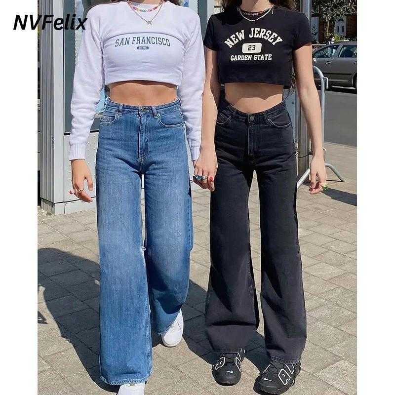 Summer Baggy Jeans Women Comfort Wide Leg Denim Pants Casual High Loose Straight Trousers Femme Plus Size Cotton 210922