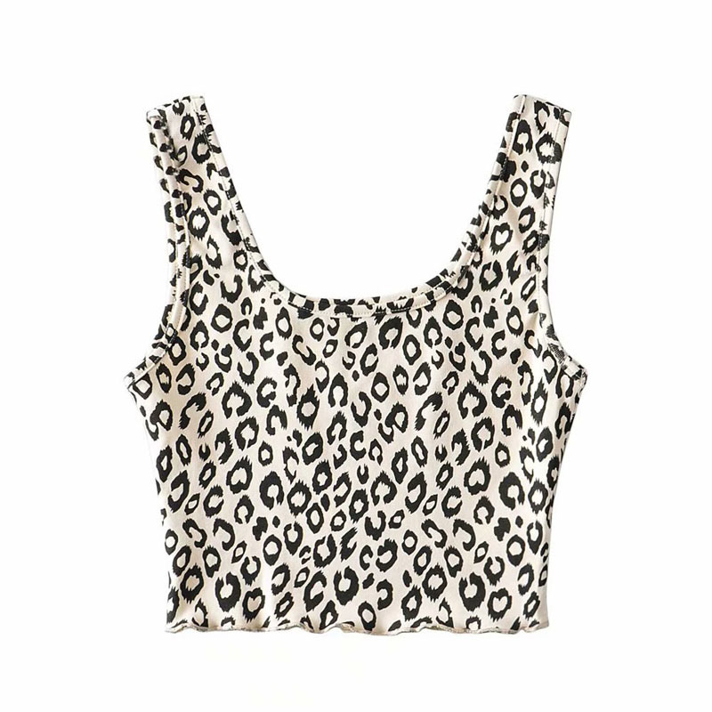 Springtime Style Zebra Leopard U-neck Sports Tank Vest Women's Vintage Navel Slim Short T-shirt Chic Female Tops 210507