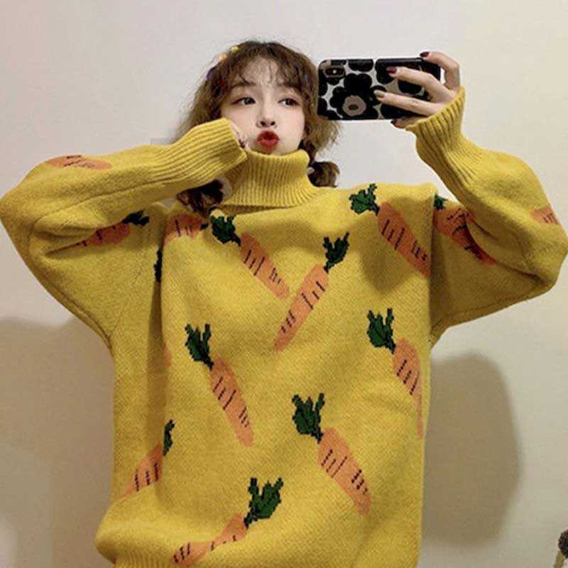 Korean version of the high-neck color-blocking sweater for female students loose and lazy pattern all-match autumn w 210526, Blue
Korean version of the high-neck color-blocking sweater for female students loose and lazy pattern all-match autumn w 210526, Blue