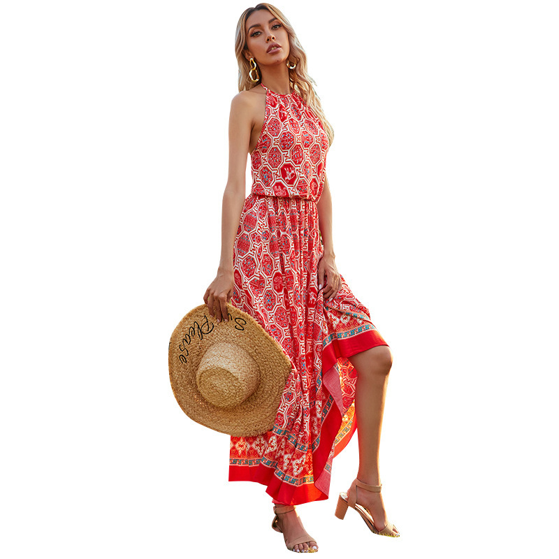 Women Dress Sleeveless Printed Bohemia es Sexy Long Print Floral Maxi Backless Plus Size Summer es 210513