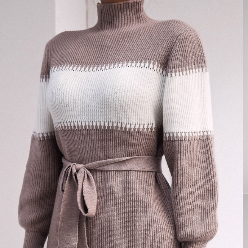 Casual Dresses Female casual long sleeve colour matching high-neck knit sweater dress winter retail sash mesh QU97, 1# shoe box
Casual Dresses Female casual long sleeve colour matching high-neck knit sweater dress winter retail sash mesh QU97, 1# shoe box