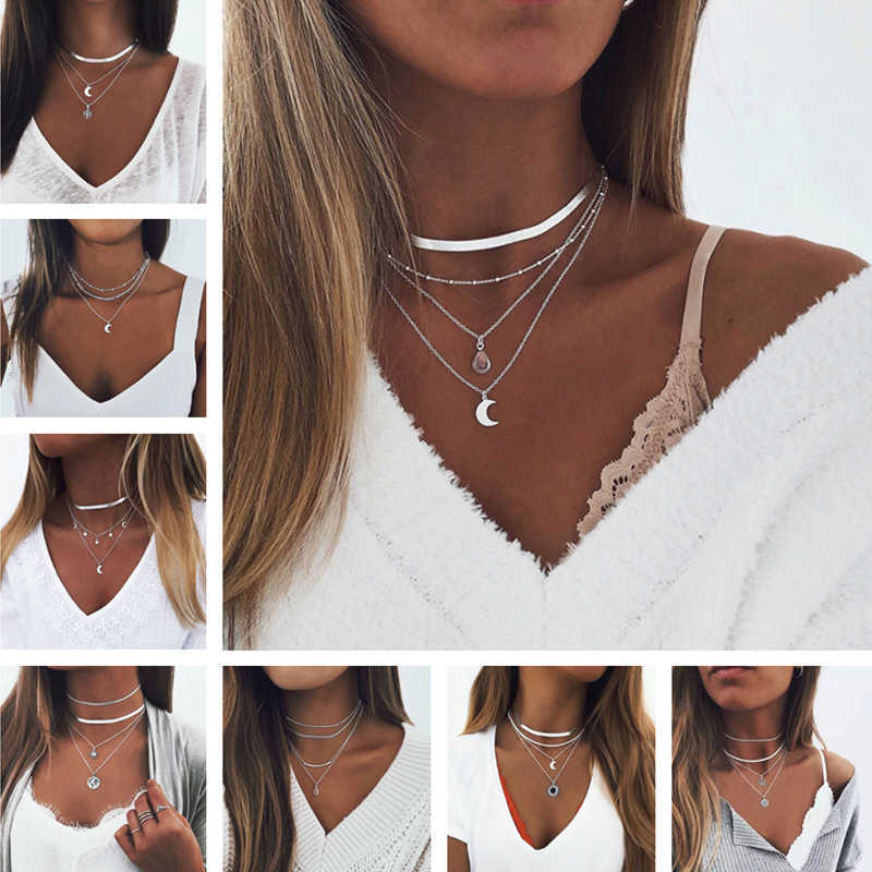 Gold Silver Color Multi Layer Leaf Water Droplets Map Elaphant Chain Necklaces Women Bohemian Jewelry Collares
Gold Silver Color Multi Layer Leaf Water Droplets Map Elaphant Chain Necklaces Women Bohemian Jewelry Collares