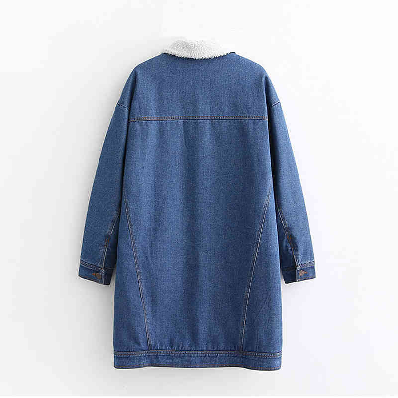 Women Fashion Denimn Long Jacket Casual Turn Down Collar Cotton Linen Coat Single Breasted Elegant Ladies Jackets Winter 210515