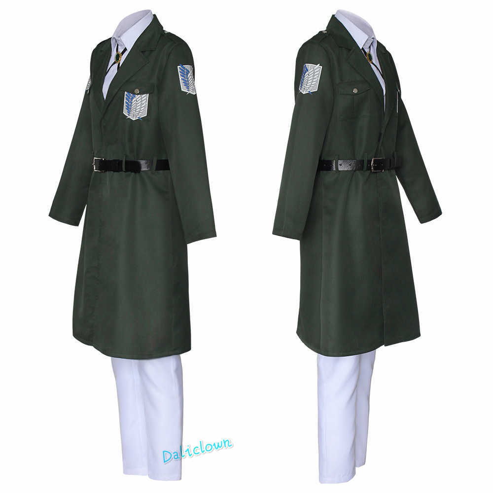 Attack on Titan Cosplay Levi Costume Shingek No Kyojin Scouting Legion Soldier Coat Trench Jacket Uniform Men Halloween Outfit Y0913